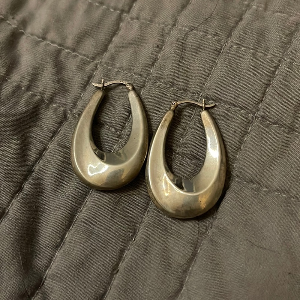 Sterling Silver Drop Hoop Earrings